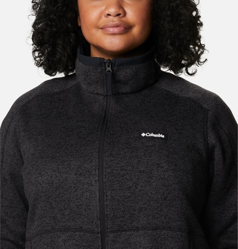 Women's Columbia Sweater Weather Full Zip Fleece Jackets Black | Plus Size CA-G5L18